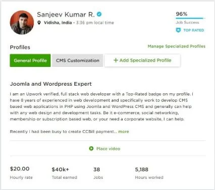 upwork profile