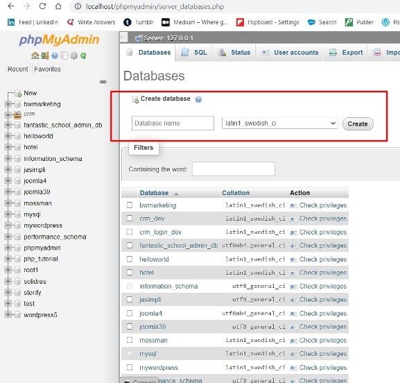 Step 3: Create a MySQL Database