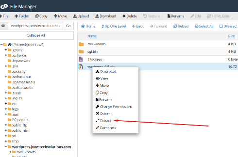 Extract file cpanel