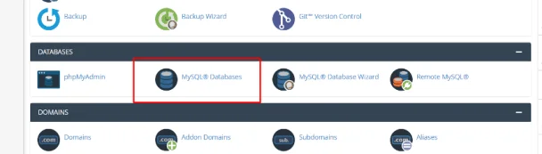 mysql databases section in Cpanel