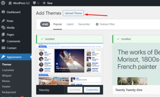upload wordpress paid theme