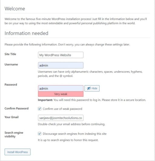 Step9: Website Configuration