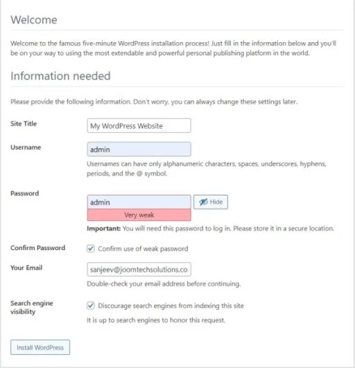 Step8: Website Configuration