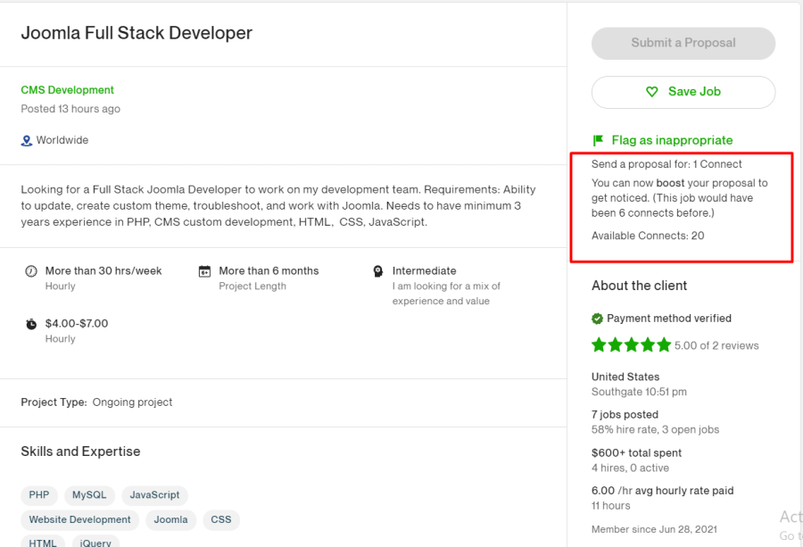 How to boost your proposal on Upwork with connects