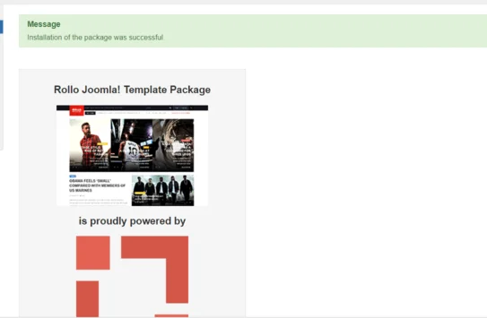 4. Once your template is installed, you will see a successful message.