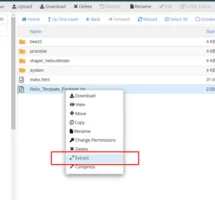 extract the file-cpanel