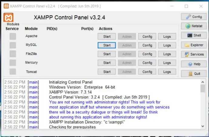 Step 1: Open the XAMPP Control Panel. 