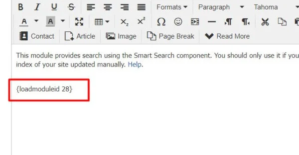Joomla loadmoduleid syntax inside an article