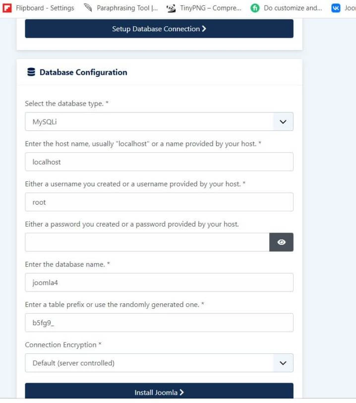 database-configuration joomla