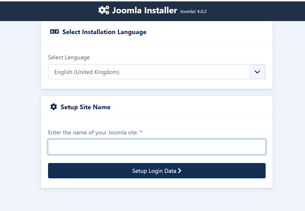 Joomla 4 setup site name