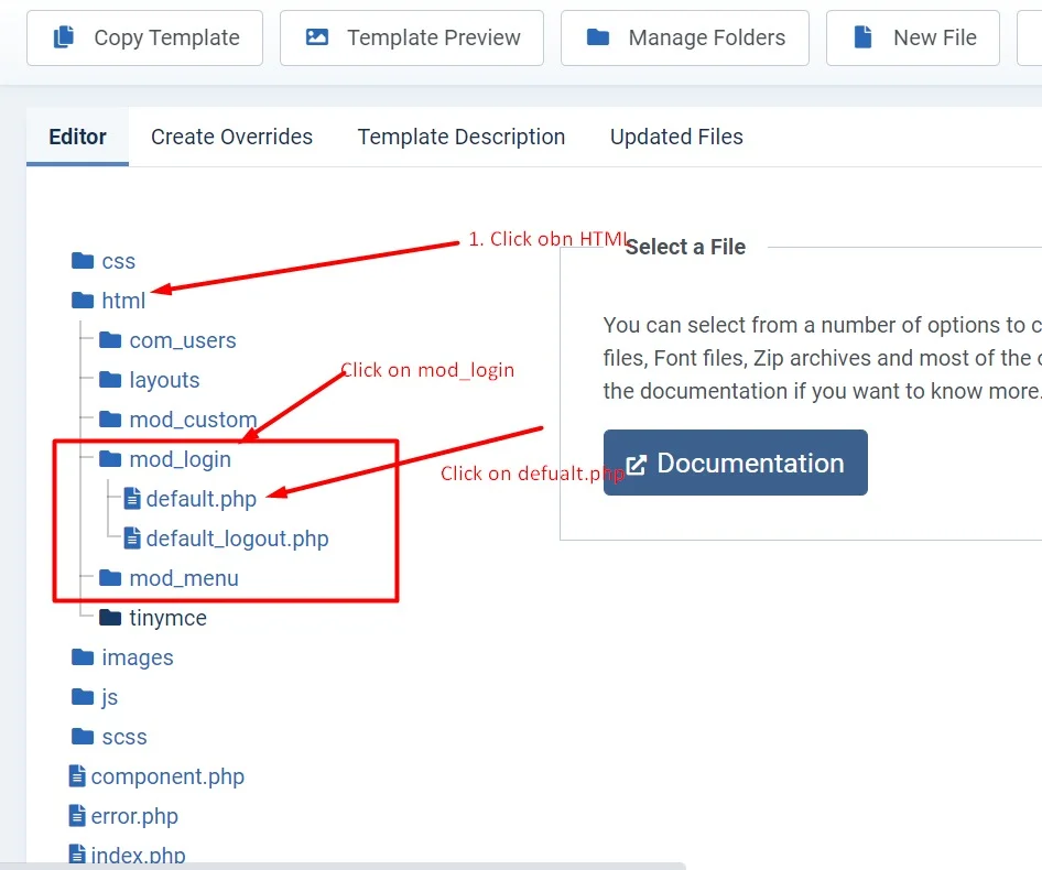 Edit the Joomla mod_login default.php template override