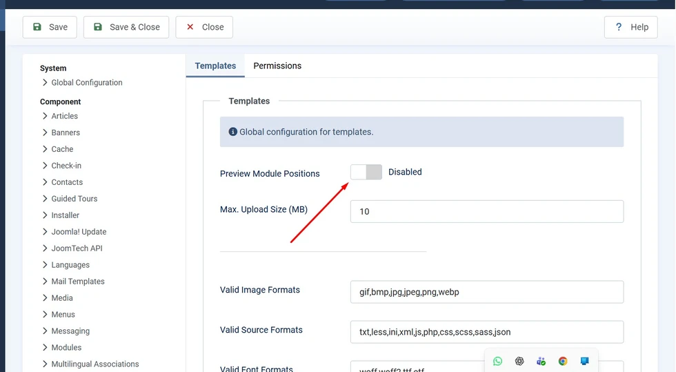Enable Preview Module Positions in Joomla 6.
