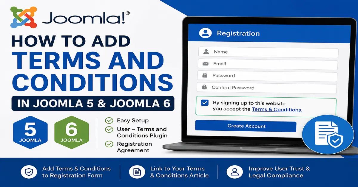 How to add Terms and Conditions to Joomla 5 and Joomla 6 registration form