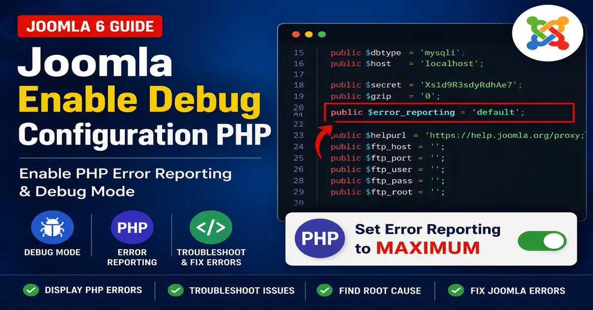 Joomla Enable Debug Configuration PHP in Joomla 6