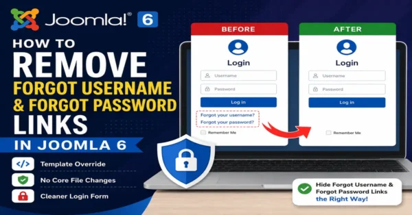 How to remove Forgot Username and Forgot Password links in Joomla 6