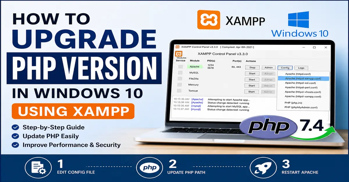 Upgrade PHP version in XAMPP on Windows 10 and 11 step by step guide