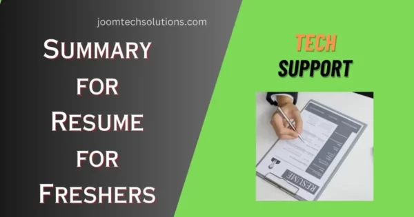 summary for resume for freshers