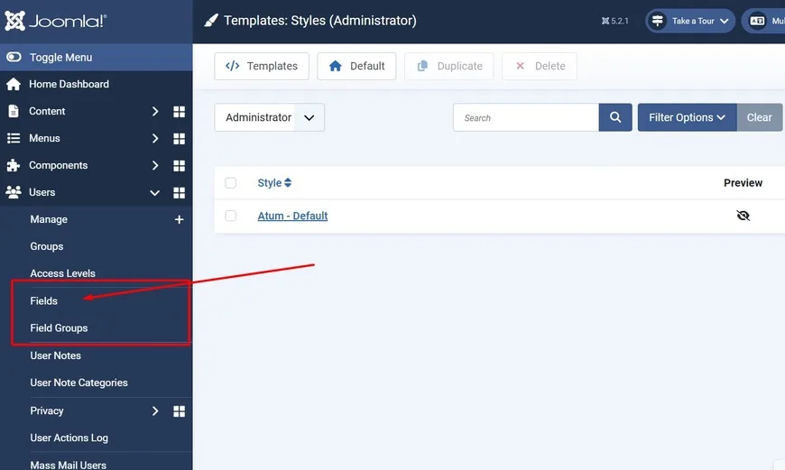 Log in to your Joomla 5 administrator backend.