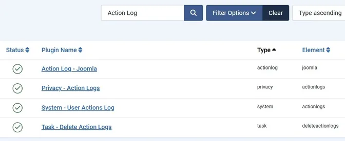 actions logs plugins