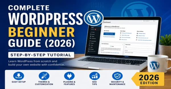 Beginner learning WordPress website setup and dashboard in 2026