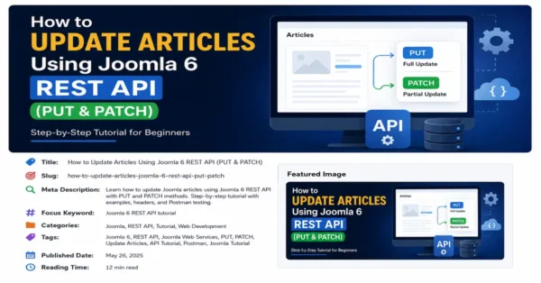 How to update Joomla 6 articles using REST API PUT and PATCH